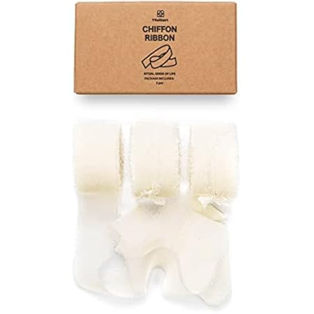 Vitalizart Ivory White Satin Ribbon 1.5" x 15Yd with Wooden Spool Handmade Frayed Edged Fringe Silk  | Amazon (US)