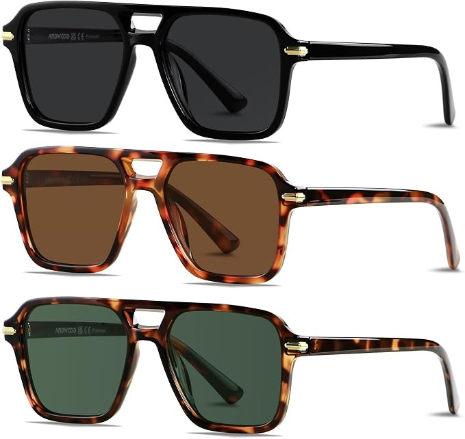 Polarized Aviator Sunglasses for Women Men Retro 70s 80s 90s Aviators Trendy Square Pilot Vintage... | Amazon (US)