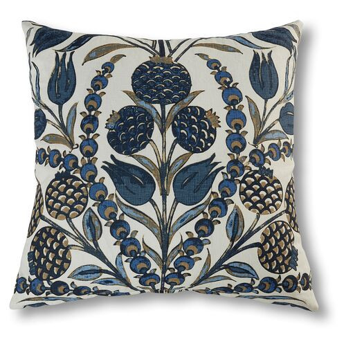 Aubrey 22x22 Pillow, Navy/Multi Linen | One Kings Lane