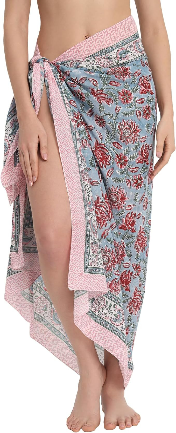 Swimsuit Beach Sarong Cover Ups for Swimwear Women-Hand Print Wrap Skirt | Amazon (US)