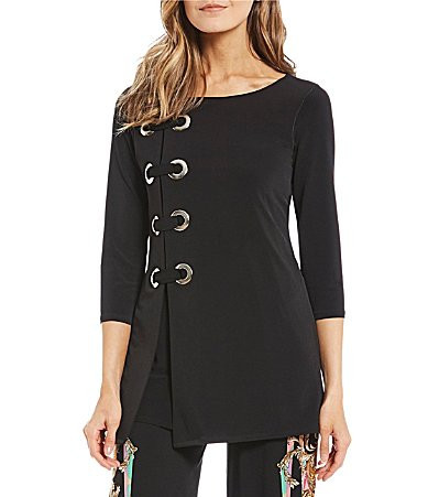 Eva Varro Knit Jersey 34 Sleeve Side Grommet Detail Tunic -  S | Dillard's