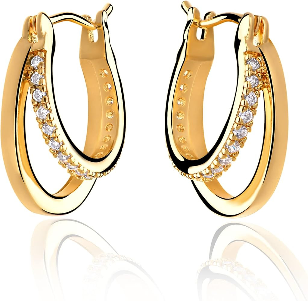 WEARON 14K Gold Plated Huggie Earrings for Women Personality Simplicity Twisted Chain Hoop Earrings  | Amazon (US)