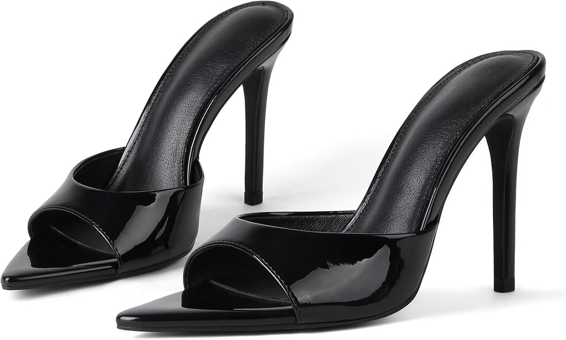 Womens Sandals Open Toe Stiletto High Heeled Slip On Dress Mules | Amazon (US)