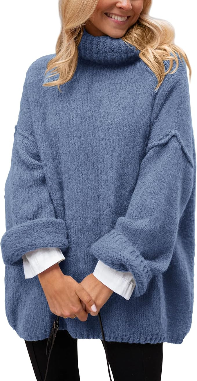 PRETTYGARDEN Women's Knit Oversized Sweater Fall Fashion 2024 Casual Long Sleeve Turtleneck Loose... | Amazon (US)