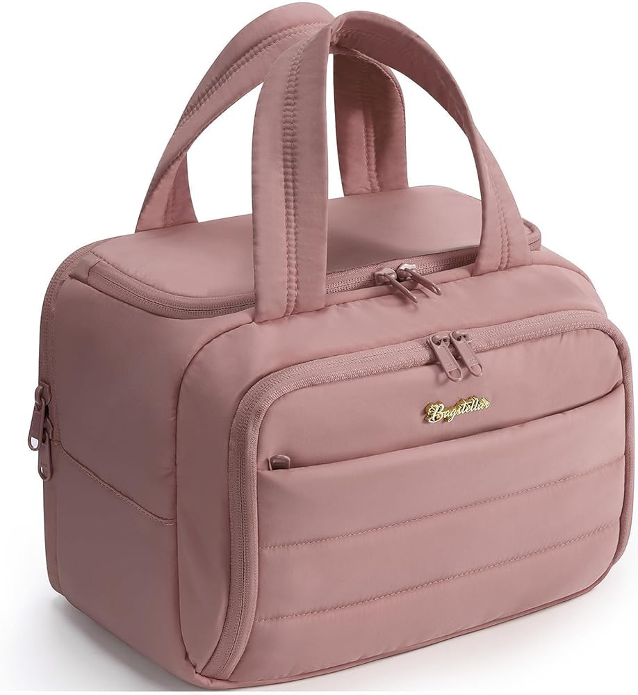 Travel Toiletry Bag for Women, Lightweight Large Quilted Puffy Makeup Bag Wide-open Make up Organ... | Amazon (US)