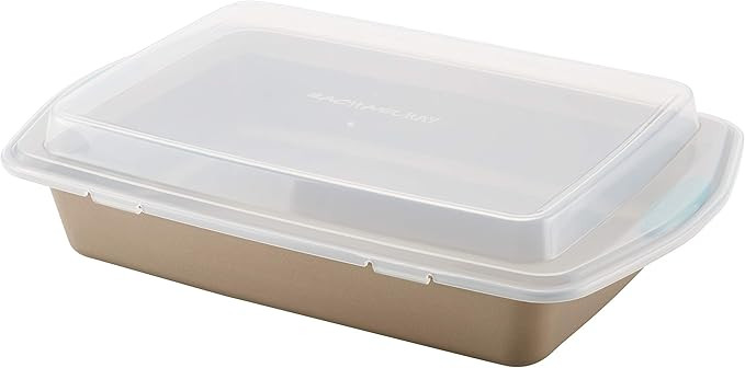 Rachael Ray Cucina Nonstick Baking Pan / Cake Pan With Lid and Grips, Rectangle - 9 Inch x 13 Inc... | Amazon (US)