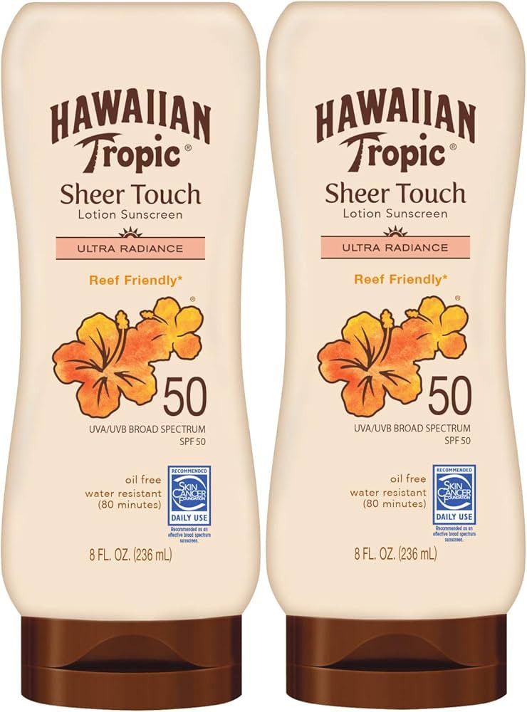 Hawaiian Tropic Sheer Touch Ultra Radiance Lotion Sunscreen SPF 50, 8oz Twin Pack | Hawaiian Trop... | Amazon (US)