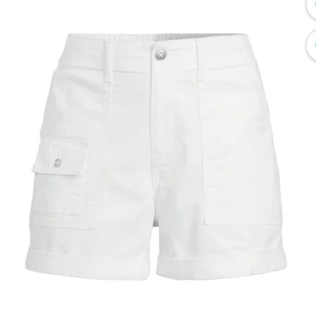 Loving these white utility cargo shorts at Walmart! Time and Tru shorts! White shorts 
