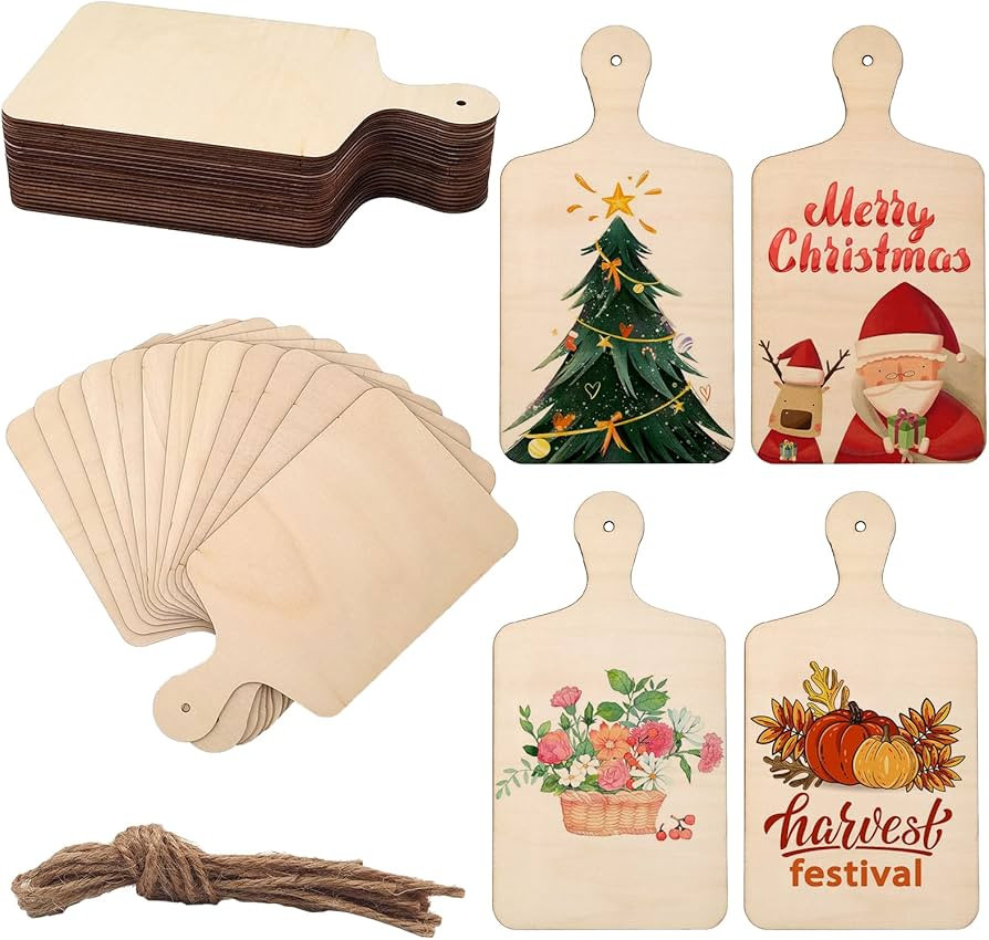 20 Pcs Christmas Router Charcuterie Board Template Wood Cutouts Unfinished Wooden Ornaments Craft... | Amazon (US)