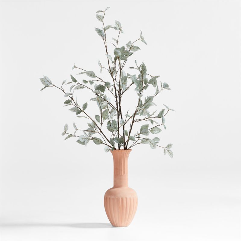 Sage Green Leaf Branch Arrangement in Haute Cannele Tall Terracotta Vase by Athena Calderone | Cr... | Crate & Barrel