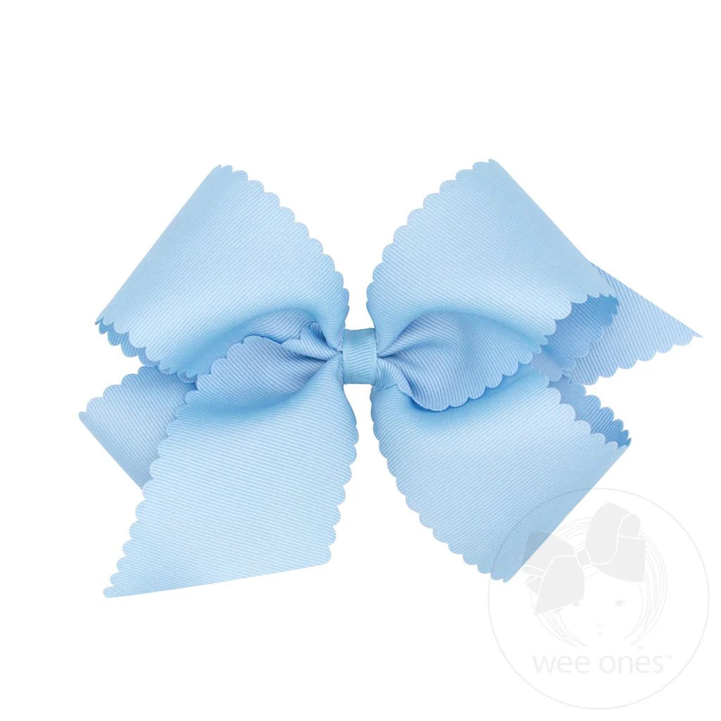 Wee Ones King MILLENNIUM BLUE Grosgrain Hair Bow Scalloped Edge | Persnickety