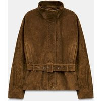 Zara - 100% Leather Belted Jacket - Brown - S - Woman | Zara Canada