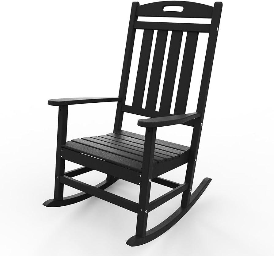POLYDUN Outdoor Rocking Chair, Looks Like Wood, High Back Poly Lumber Patio Rocker Chair, 365Lbs ... | Amazon (US)