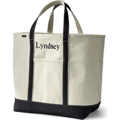 Lands' End Open Top Canvas Tote Bag in Natural/fresh Pink at Nordstrom, Size X-Large | Nordstrom