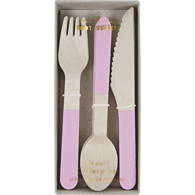 Soft Pink Wooden Cutlery Set | Maisonette