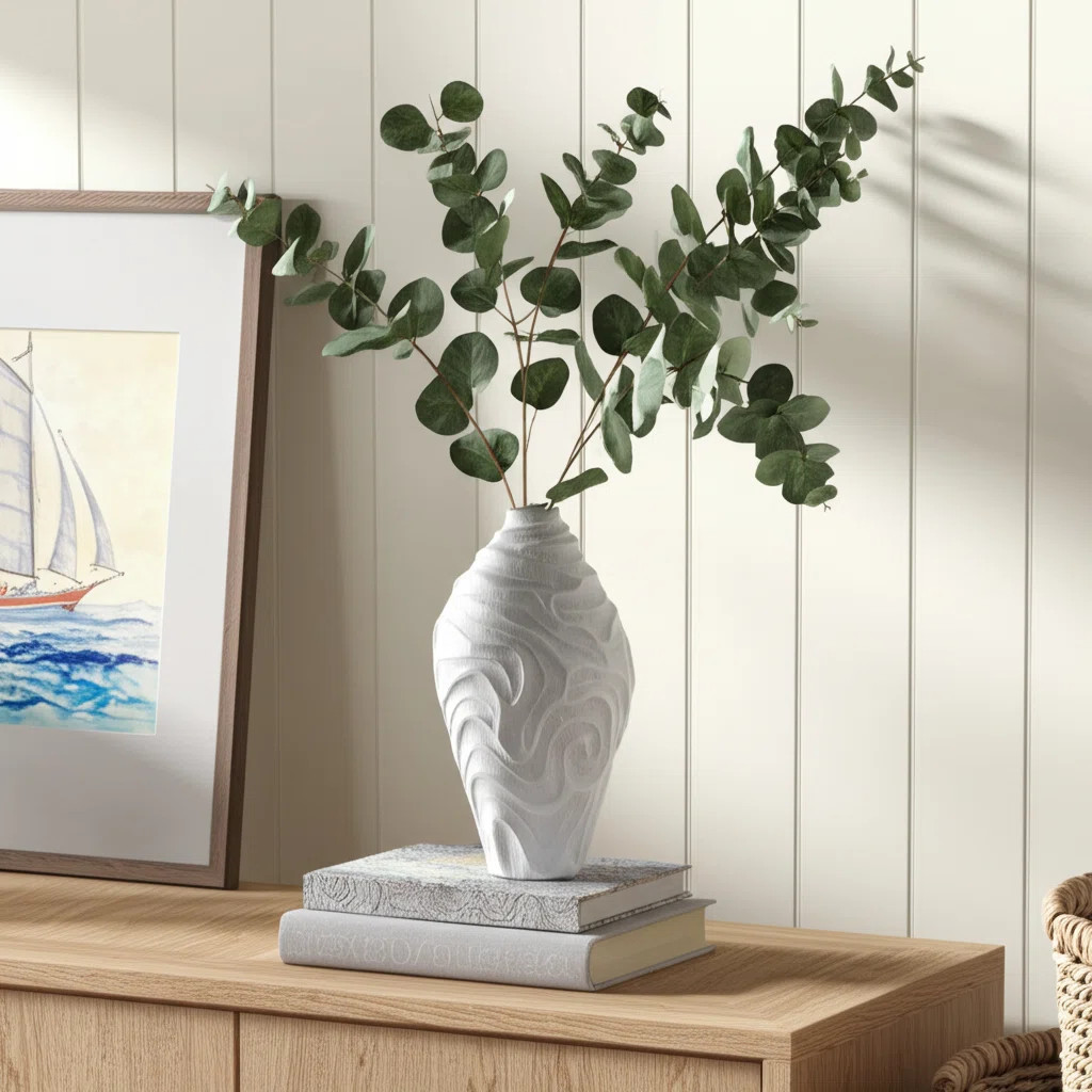 Decorative Resin Polyresin Vase with Textured Sculptural Design | Wayfair North America