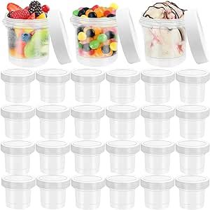 Eerrhhaq 24 Pack Reusable Plastic Freezer Food Storage Jars,8 Oz Ice Cream Containers with Screw ... | Amazon (US)