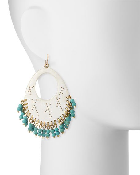 Vuka Turquoise Beaded Earrings, Light Horn | Neiman Marcus