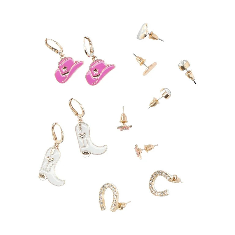 No Boundaries Cowgirl Chic Earrings Set, 6-Pack, Women’s | Walmart (US)