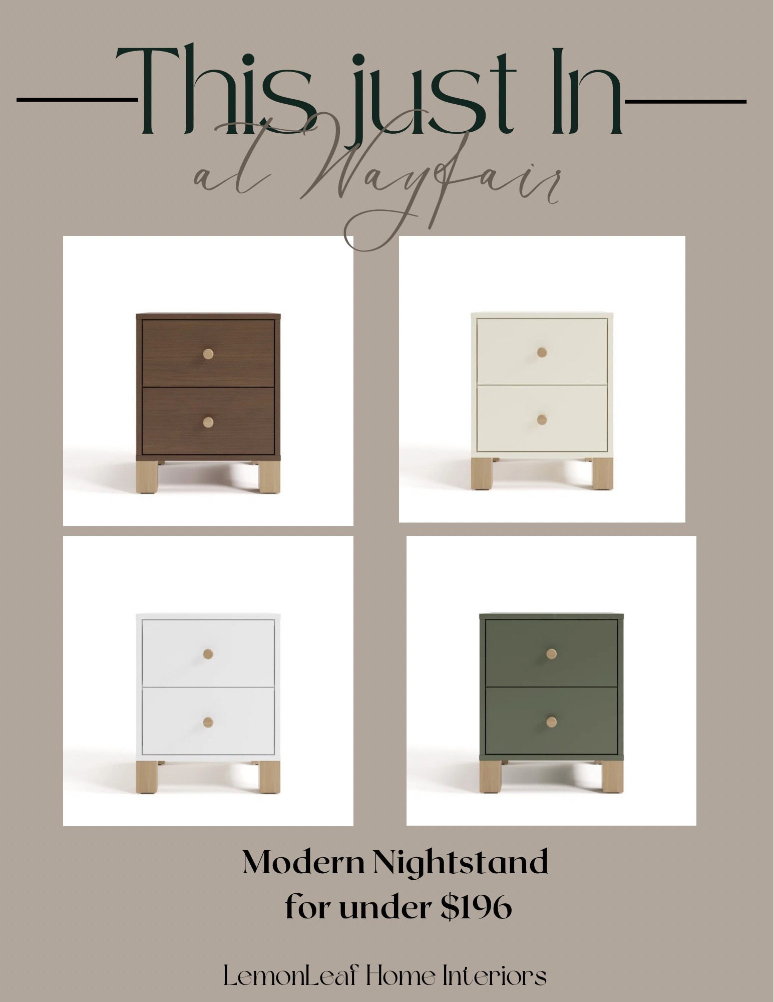 Under $200! Fresh find for an affordable nightstand! Love the modern simplicity of this piece. Comes in four great finishes. 

Wayfair



#LTKHome #LTKStyleTip #LTKSaleAlert