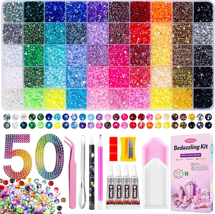 Bedazzling Kit 44000Pcs 50 Colors 3mm Resin Jelly Rhinestones - Diamond Art | Amazon (US)