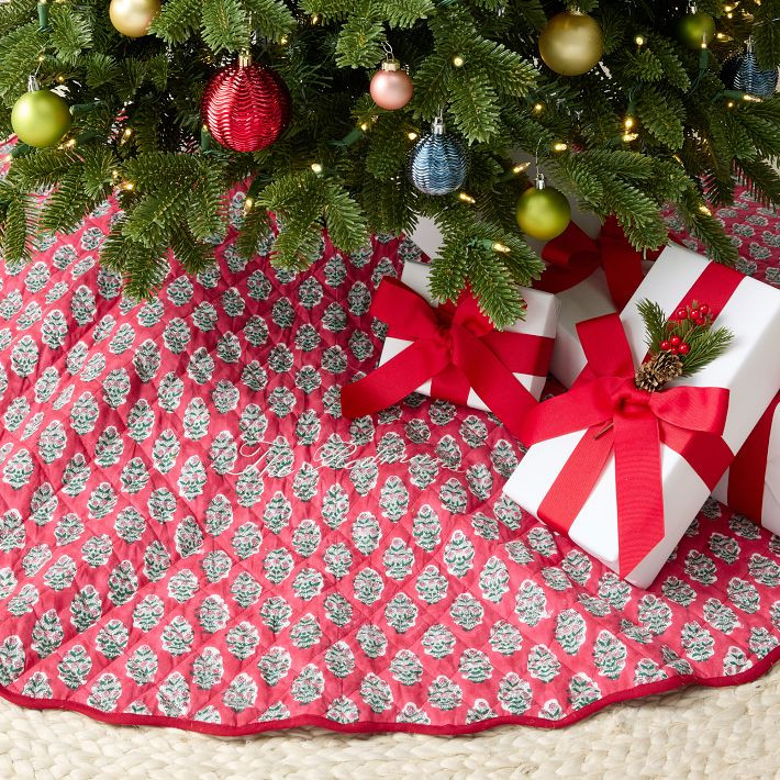 Block Print Quilted Tree Skirt | Mark and Graham