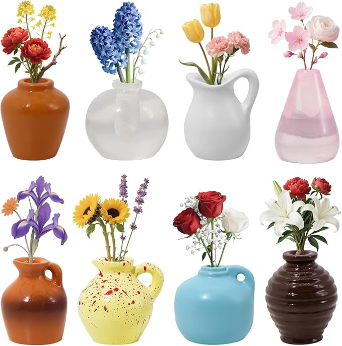 8Pcs Mini Vase Magnets for Fridge, Mini Ceramic Vase Magnets, 3D Ceramic Vase for Refrigerator De... | Amazon (US)