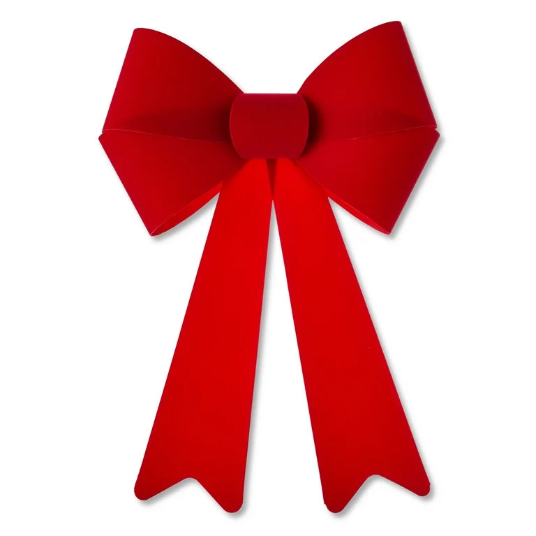 Red Flocked Decorative Christmas Bow, 16", by Holiday Time | Walmart (US)