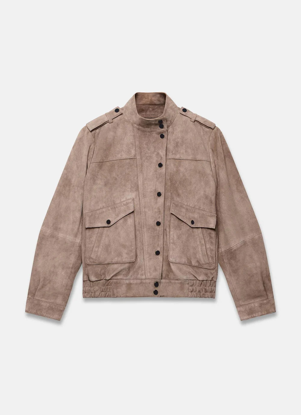Neutral Suede Pilot Bomber Jacket | Mint Velvet