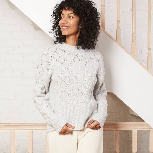 Women's Pointelle Crewneck Pullover Sweater - A New Day™ | Target