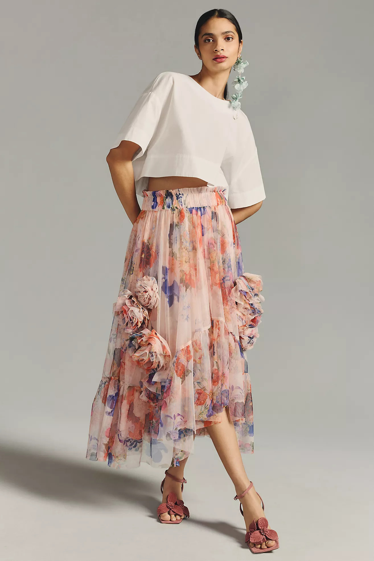 Maeve 3-D Tulle Skirt | Anthropologie (US)