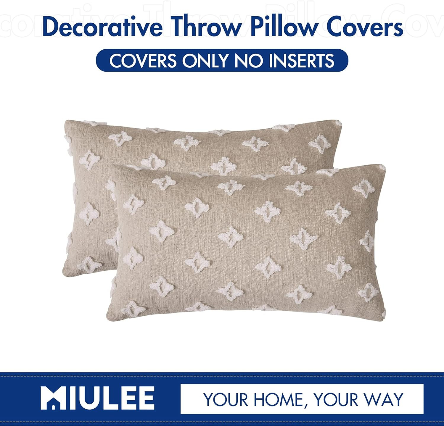 MIULEE Set of 2 Decorative Throw Pillow Covers Rhombic Jacquard Pillowcase Soft Rectangle Cushion... | Amazon (US)