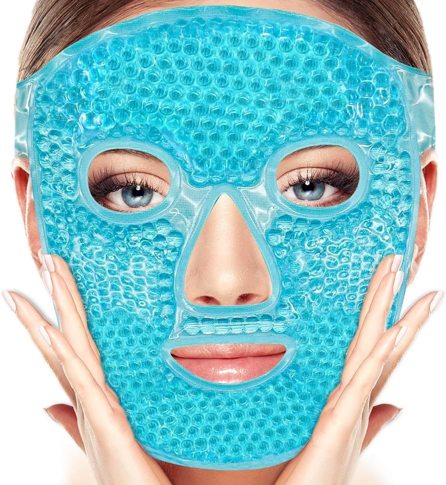 Gel Beads Face Ice Mask Pack- Blue to Reduce Puffiness,Dark Circles, Hot Cold Compress Pack, Face... | Amazon (US)