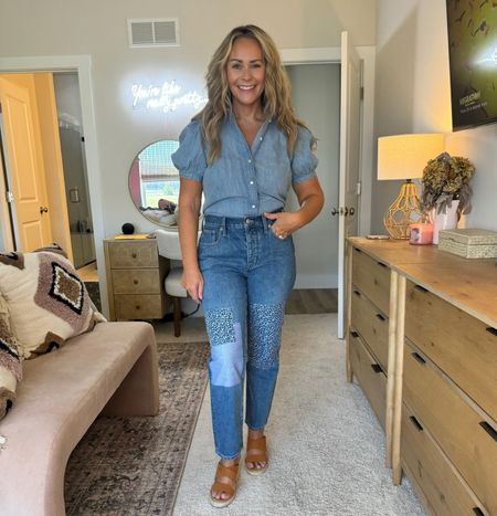 Casual outfit from J. Crew Factory ✨ patch pocket denim jeans in a size 29
Chambray button-up shirt in a Medium 
Espadrille sandals are TTS 

#LTKfindsunder100 #LTKstyletip #LTKsalealert