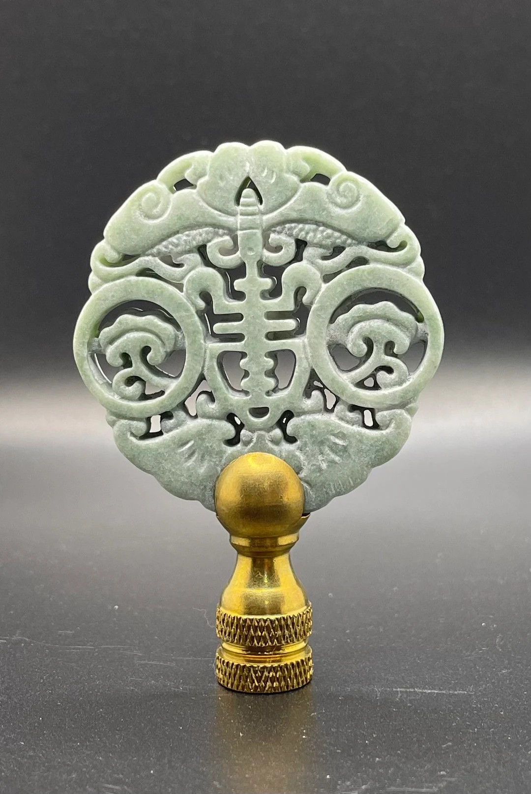 Vintage Style Hand Carved Green Jade Longevity Lamp Finial | Etsy (US)