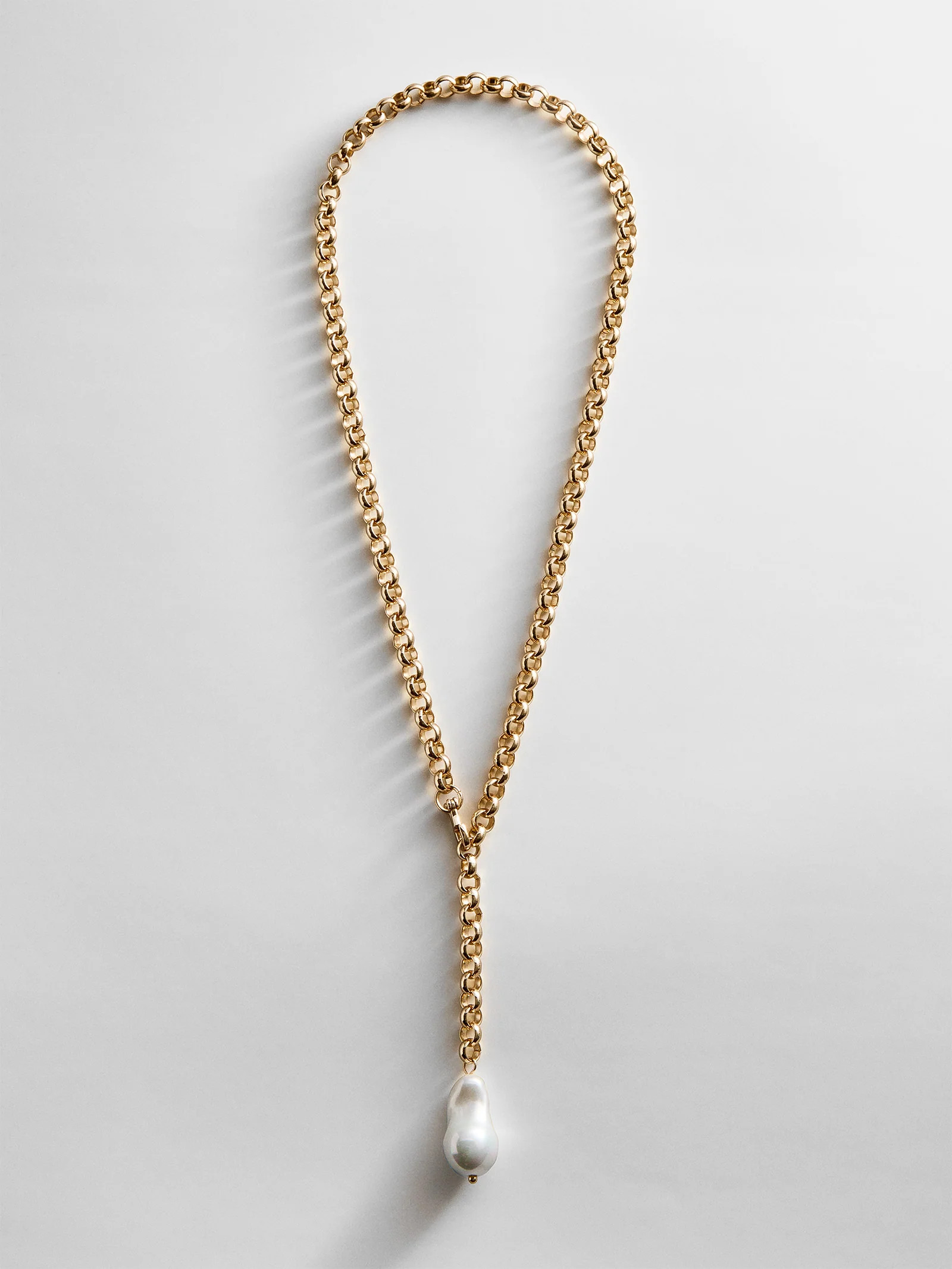 Teagan Pearl Lariat Necklace - Gold/Pearl | BaubleBar