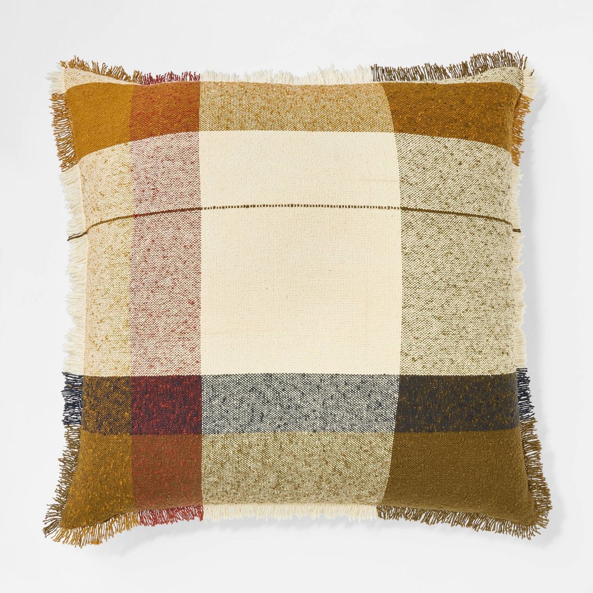 Oversized Woven Plaid Square Throw Pillow Brown/Cream/Red - Threshold™ designed with Studio McG... | Target