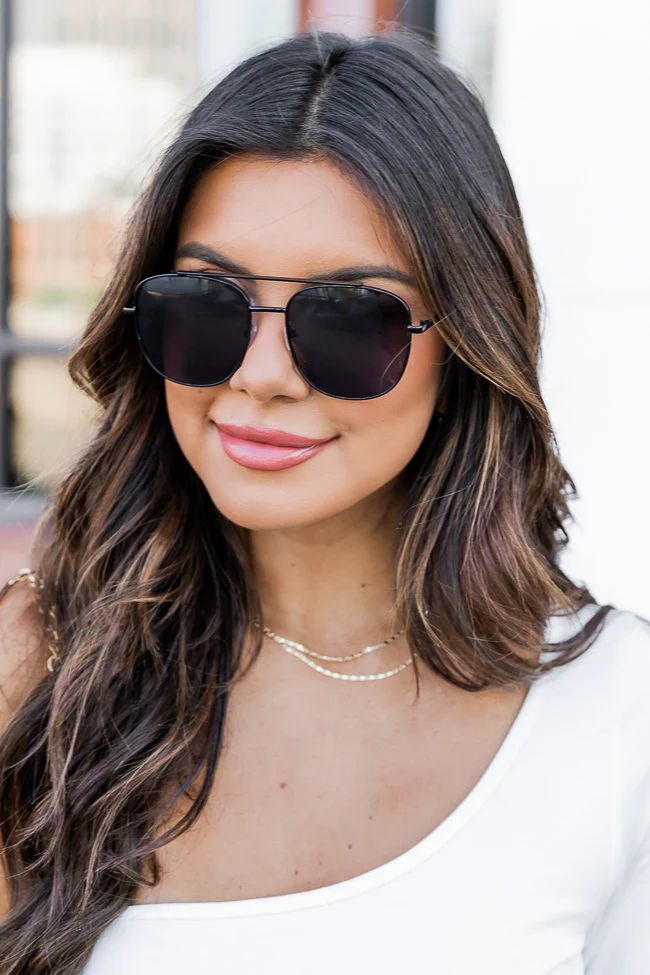 Maybe It Was Black Aviator Sunglasses | Pink Lily