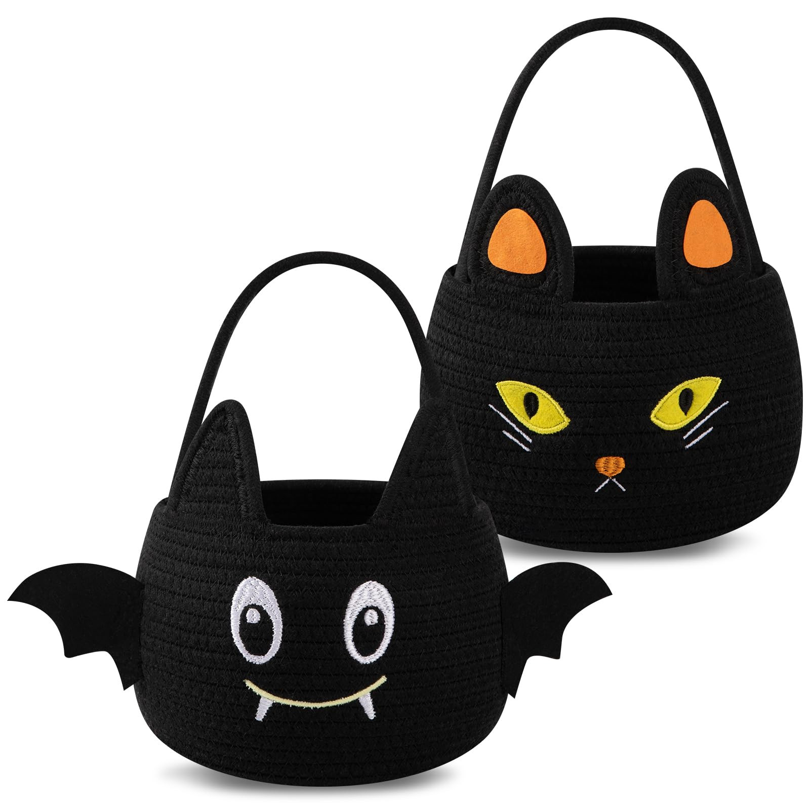 OIAHOMY 2 Pack Halloween Trick or Treat Bucket, Large Halloween Candy Snack Baskets, Pumpkin Face... | Amazon (US)