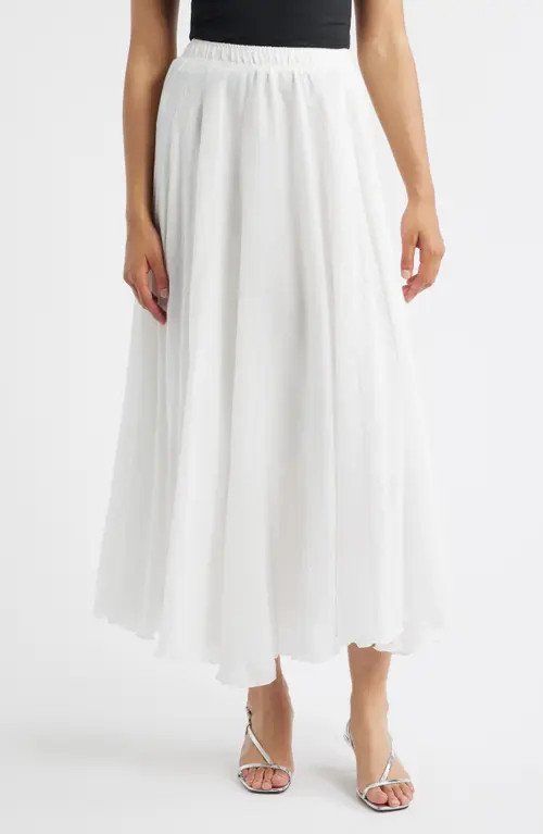 NIKKI LUND Alba Pull-On Midi A-LIne Skirt in White at Nordstrom, Size Large | Nordstrom