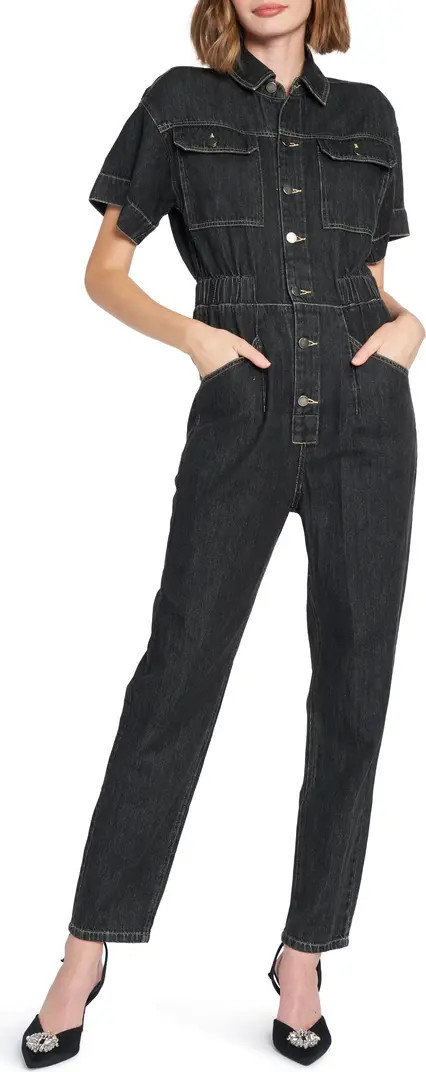 En Saison Short Sleeve Cotton Denim Jumpsuit | Nordstrom | Nordstrom