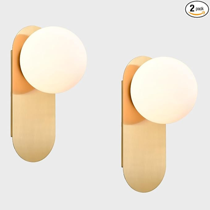 HOLKIRT Brass Wall Sconces Set of Two,Modern Wall Light,Globe Wall Sconce Wall Mount Light Wall L... | Amazon (US)