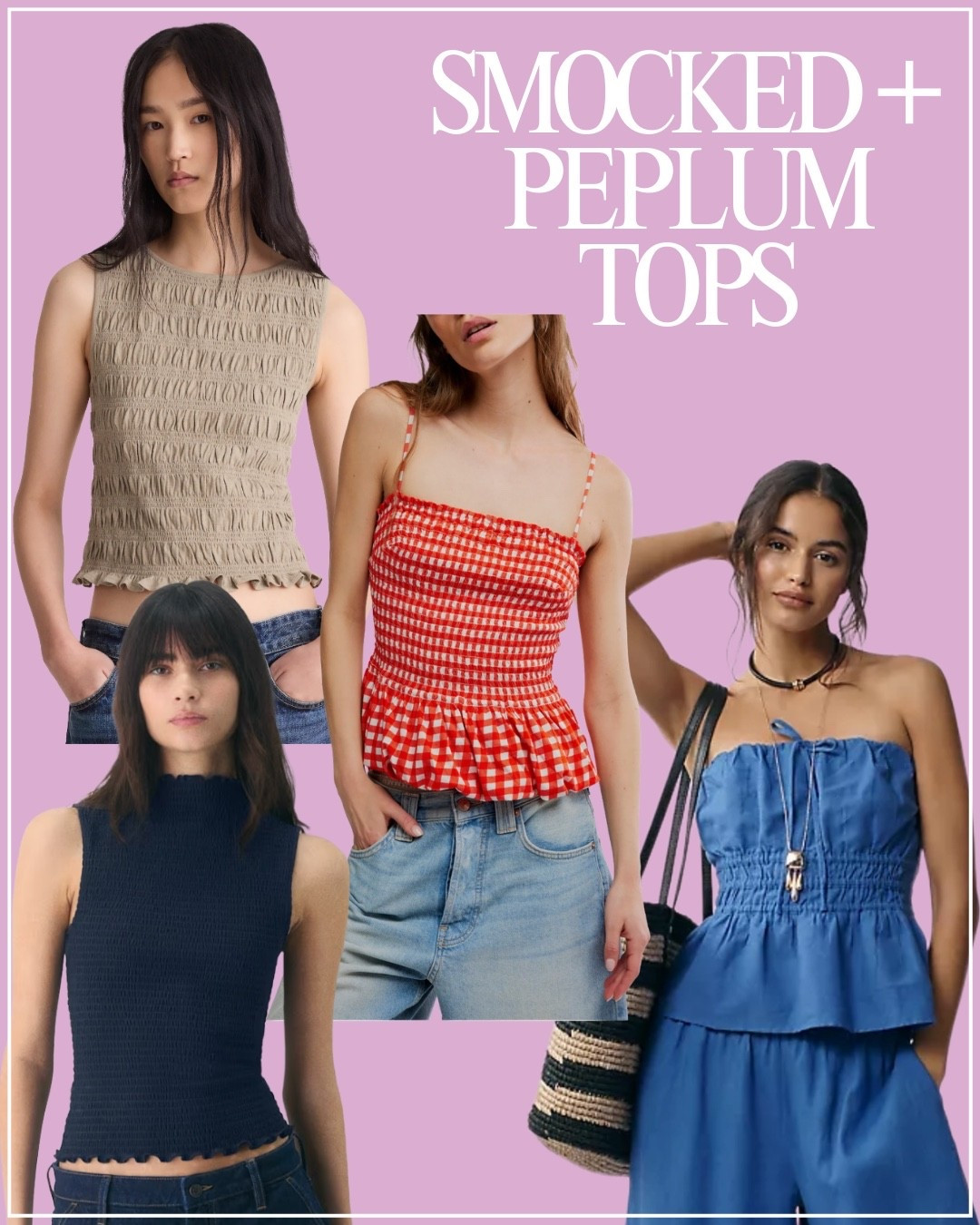 Spring trends - smocked & pelum tops. 