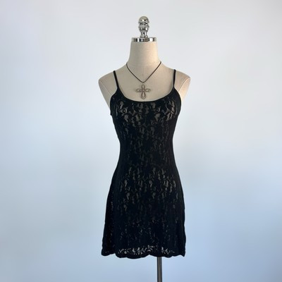B - Vintage 90s Y2k Black Lace Lingerie Slip Dress Coquette | eBay US