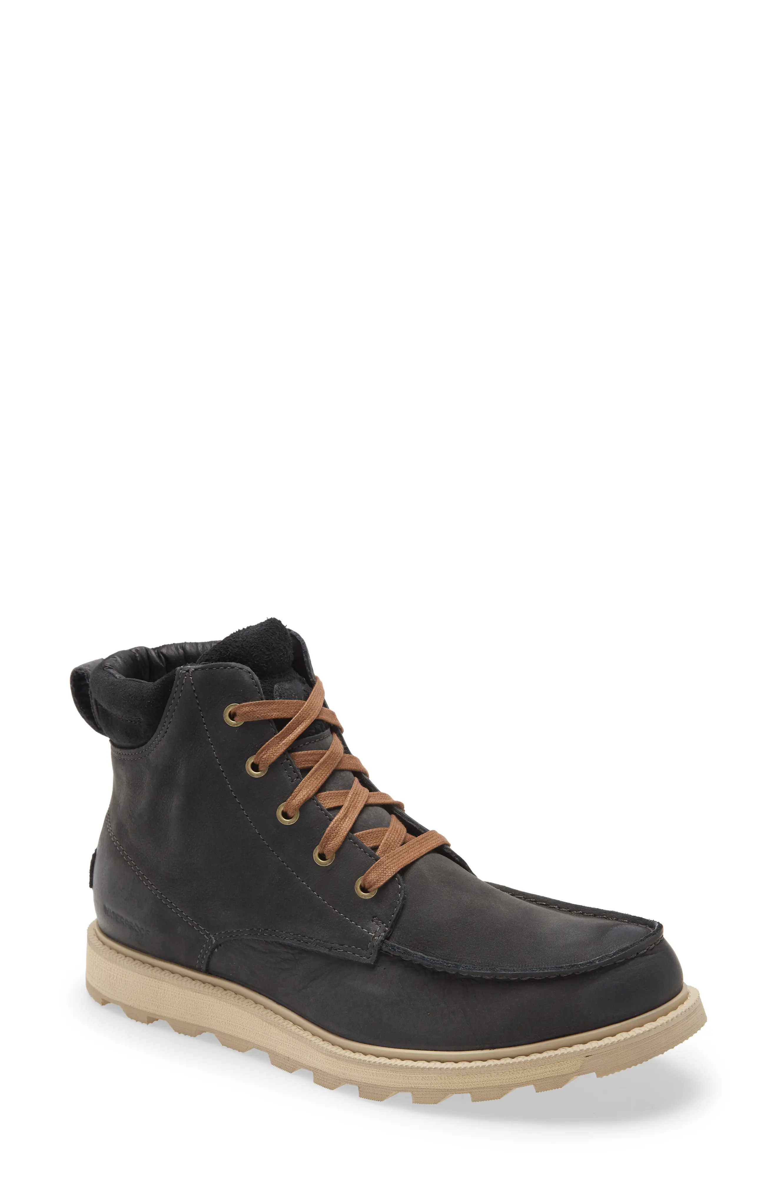 SOREL Madson II Moc Toe Waterproof Boot, Size 15 in Coal at Nordstrom | Nordstrom