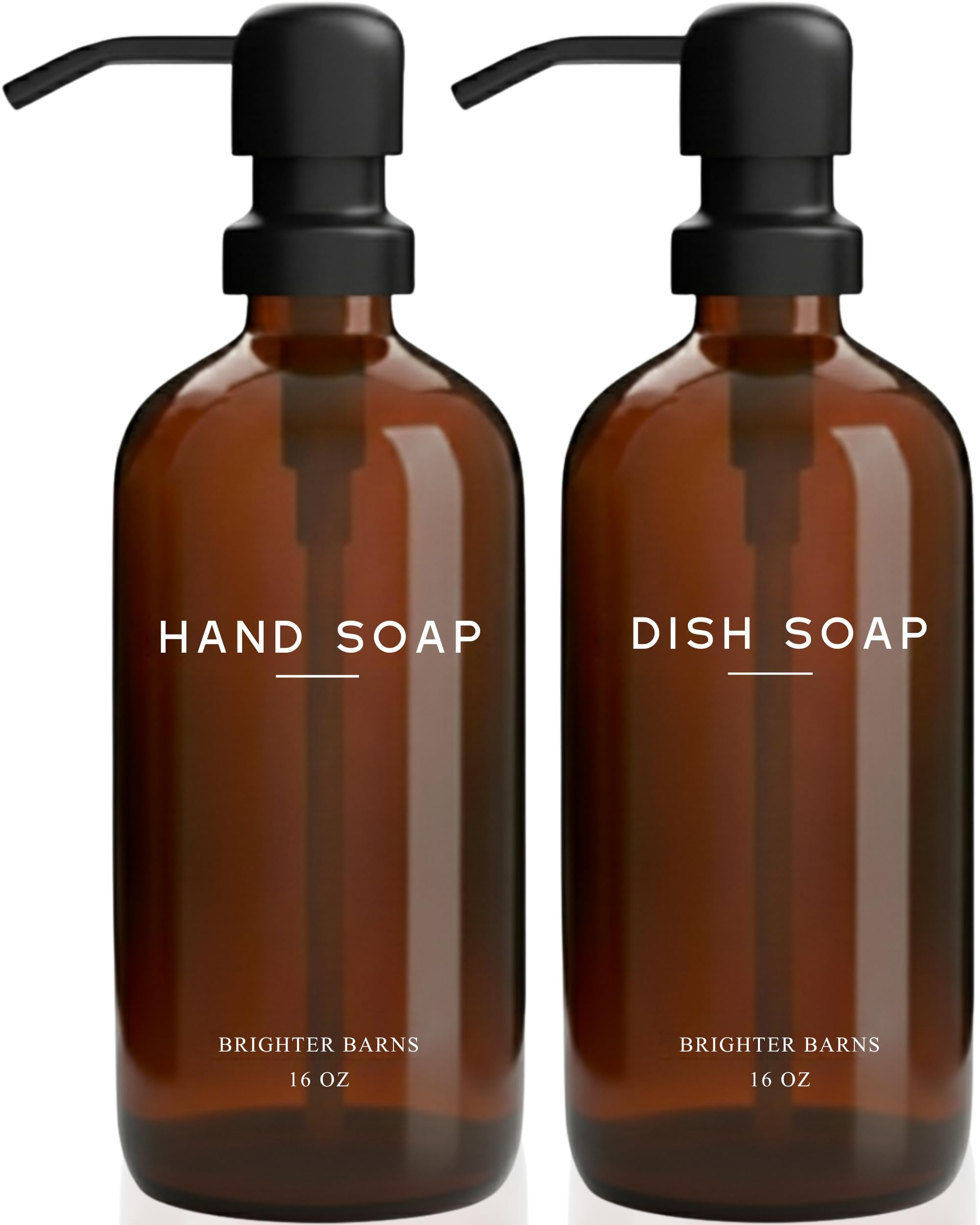 Amber Glass Hand and Dish Soap Dispenser Set by Brighter Barns - Modern Kitchen Decor & Accessori... | Amazon (US)