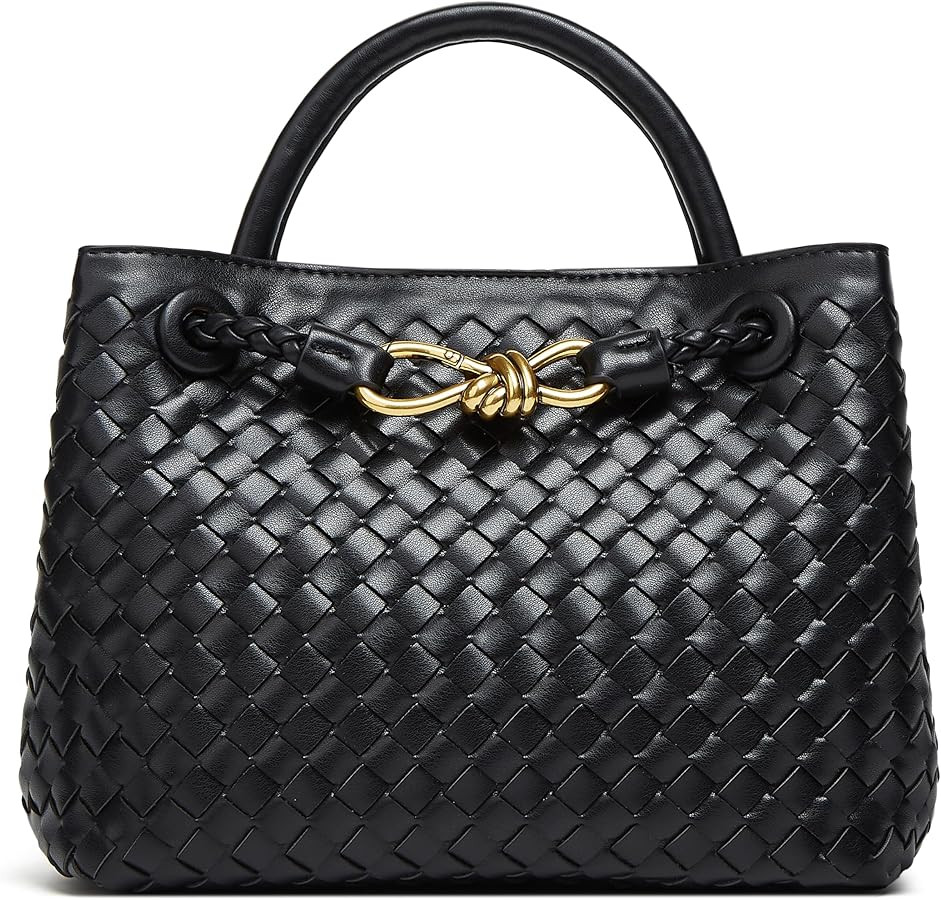 URAWOW Woven Bags for Women Bowknot Small Tote Hobo Shoulder Bags PU Leather Handwoven Woven Purs... | Amazon (US)