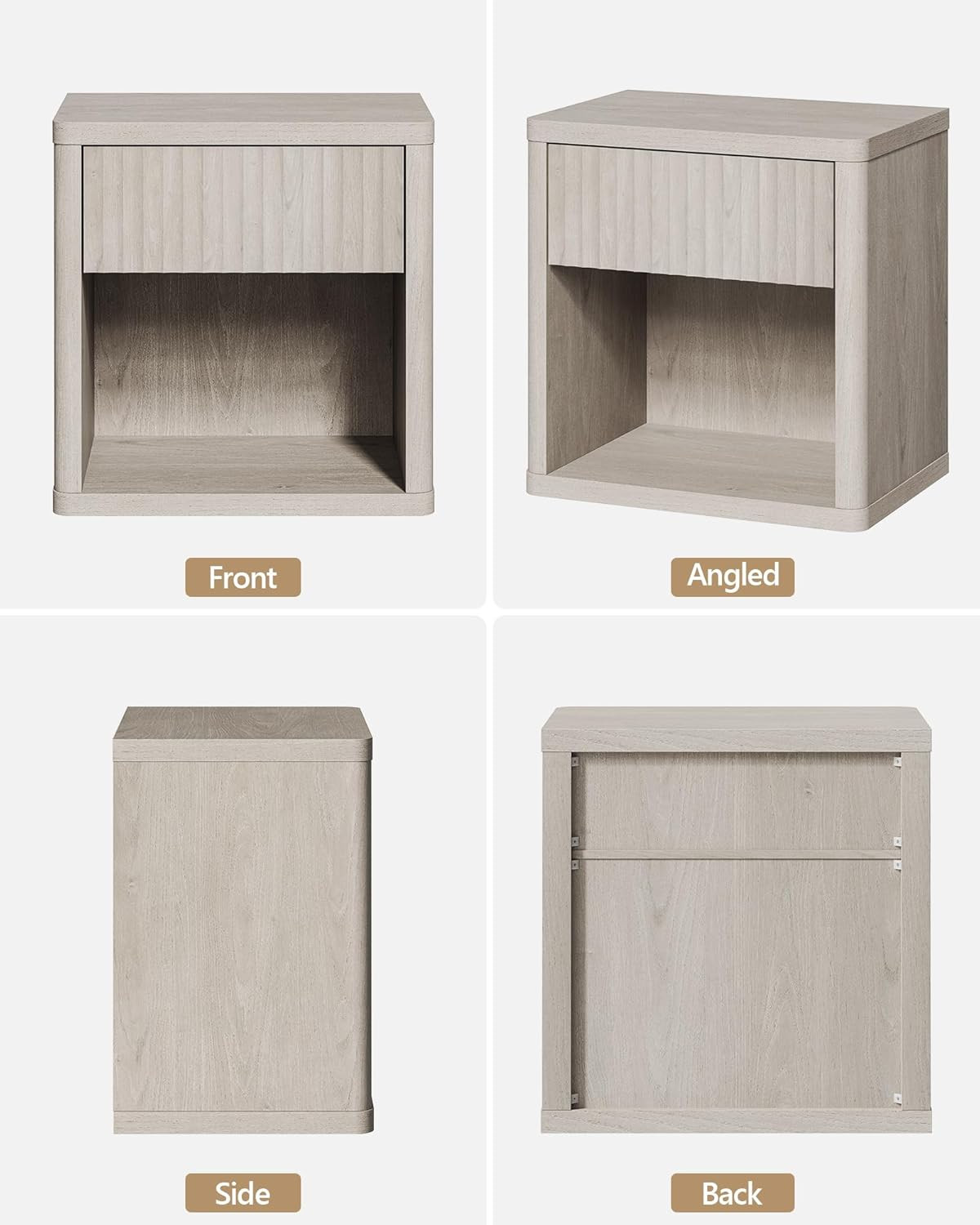 SICOTAS Night Stand Nightstand with Drawer Storage Fluted Bed Side Table End Table Large Modern W... | Amazon (US)