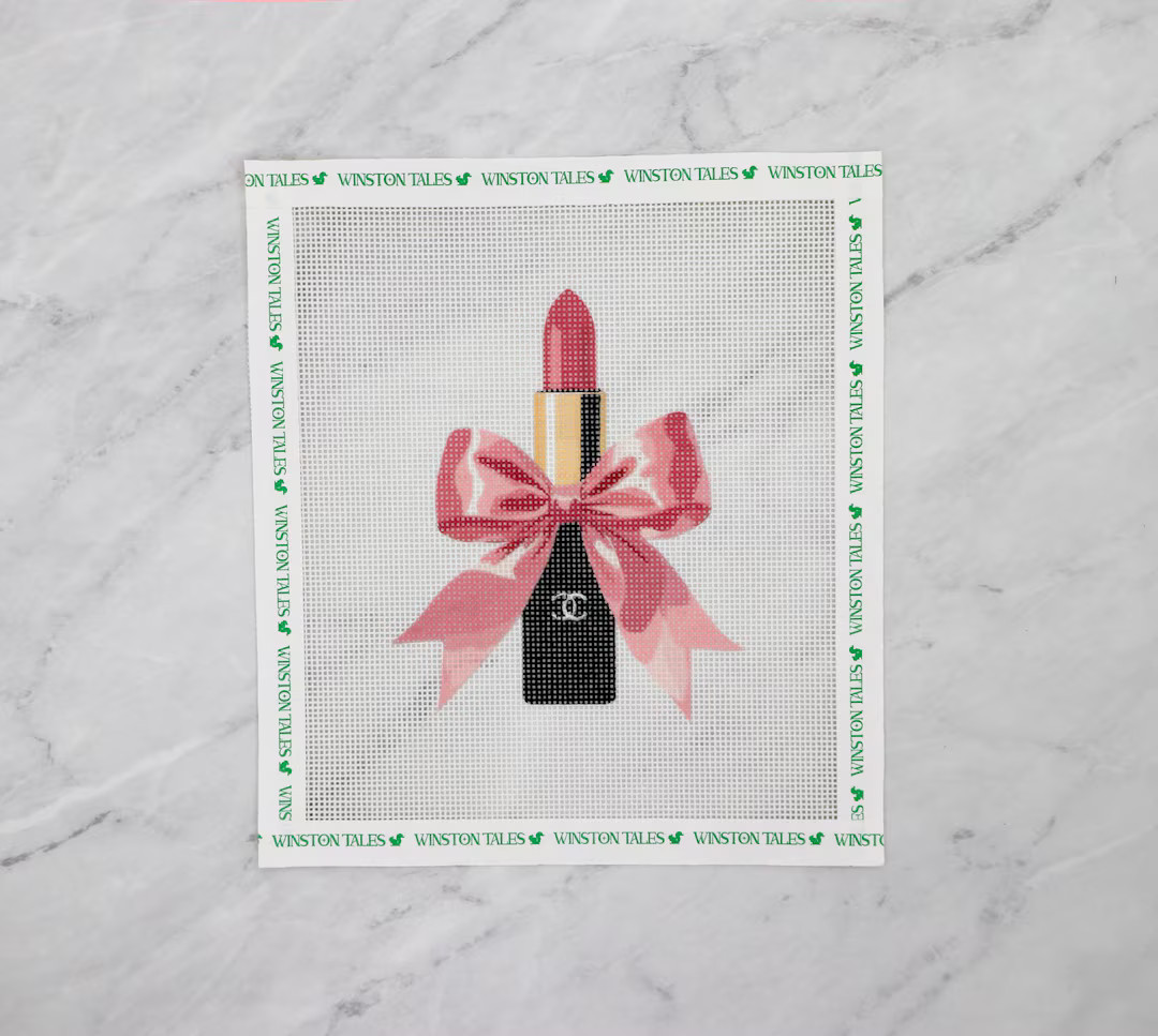 Pretty in Pink Lipstick Needlepoint Canvas - Etsy | Etsy (US)