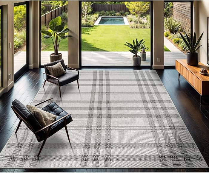 CAMILSON Easy Jute Rug 9x12, Indoor Outdoor Off-White Color Fiber Area Rugs for Living Room Patio... | Amazon (US)